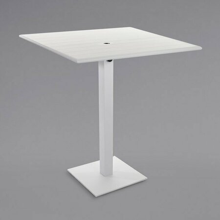 BFM SEATING BFM Beachcomber-Margate 36'' Square White Aluminum Bar Height with Square Base and Umbrella Hole 163BCM3636W